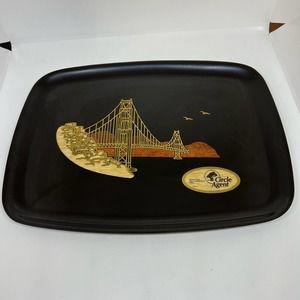 Vintage Couroc platter 1983 Golden Gate Bridge